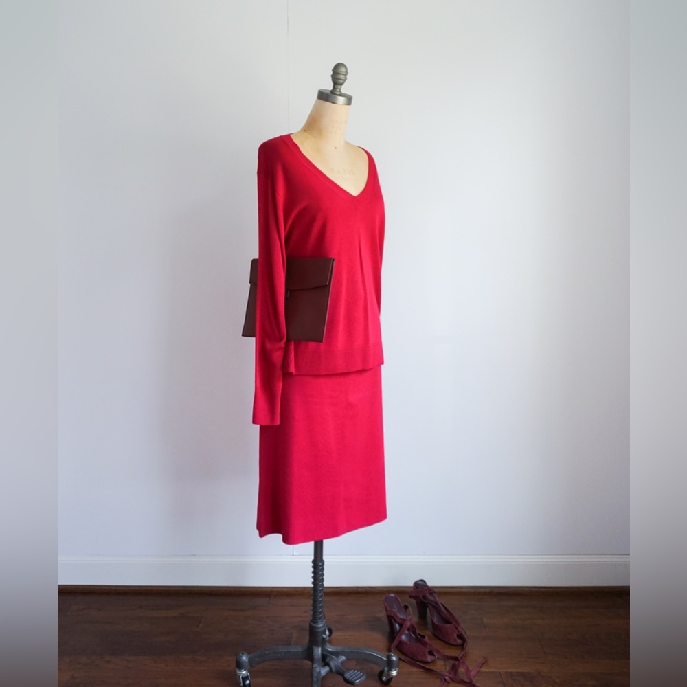 Banana Republic Factory Fuchsia Woven Sweater and Skirt Two Piece Size L